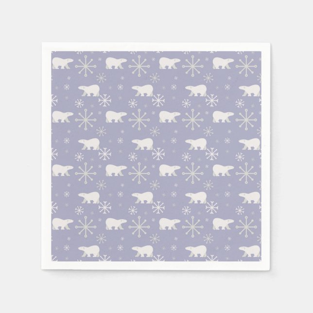 Weihnachtsmuster mit Eisbären und Schneeflocken Serviette (Vorderseite)