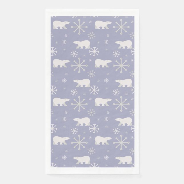 Weihnachtsmuster mit Eisbären und Schneeflocken Serviette (Vorderseite)