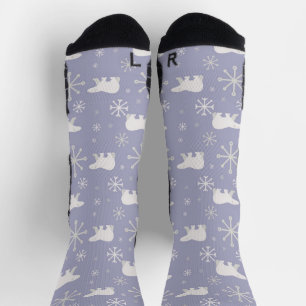 Weihnachtsmuster mit Eisbären und Schneeflocken Socken