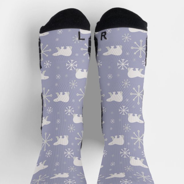 Weihnachtsmuster mit Eisbären und Schneeflocken Socken (Oben)