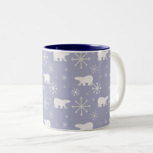 Weihnachtsmuster mit Eisbären und Schneeflocken Zweifarbige Tasse