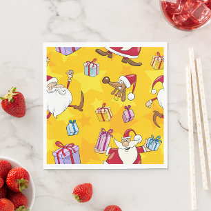 Weihnachtsmuster mit Geschenken und Sternen mit Sa Serviette
