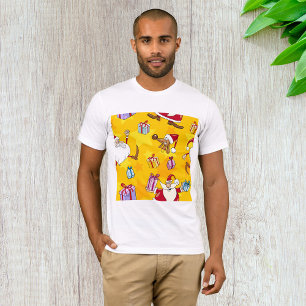 Weihnachtsmuster mit Geschenken und Sternen mit Sa T-Shirt