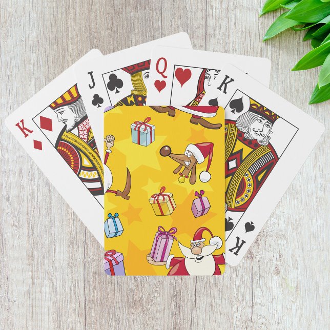 Weihnachtsmuster mit Geschenken und Sternen Spielkarten (Von Creator hochgeladen)