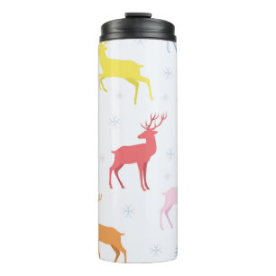Weihnachtsmuster mit Hirschen, Reh, Thermosbecher