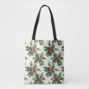 Weihnachtsmuster mit Holly-Blätter und Red Berry Tasche
