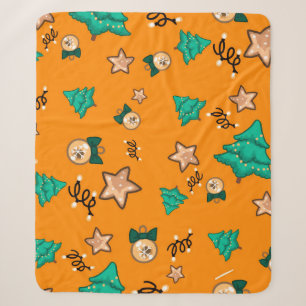 Weihnachtsmuster mit Kerzen, Tangerinesbackgrou Sherpadecke