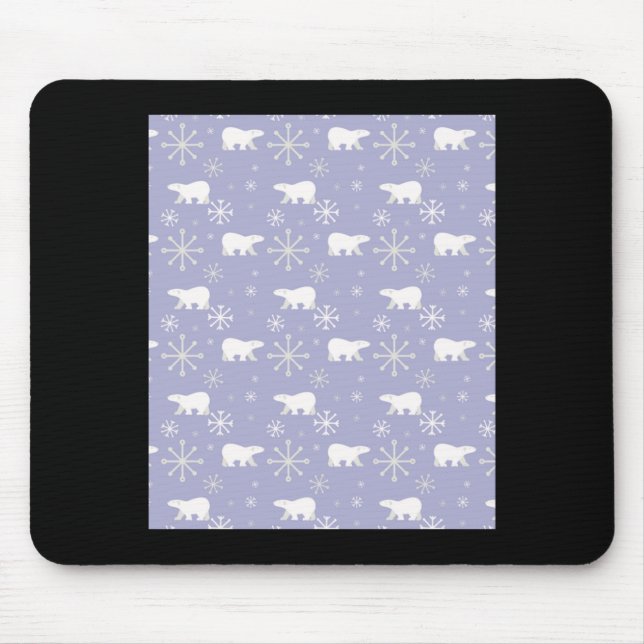 Weihnachtsmuster mit Lar Bären und Schneeflocken  Mousepad (Vorne)