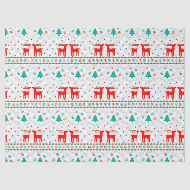 Weihnachtsmuster mit Rentier Seidenpapier (Vorderseite)