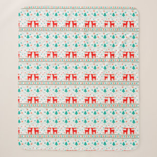 Weihnachtsmuster mit Rentieren Sherpadecke