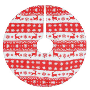 Weihnachtsmuster mit Rentieren und Schneeflocken Polyester Weihnachtsbaumdecke