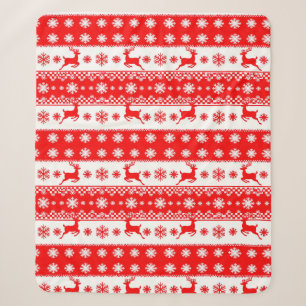Weihnachtsmuster mit Rentieren und Schneeflocken Sherpadecke