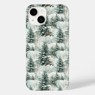 Weihnachtsmuster mit Schneewald und Pinienbäumen Case-Mate iPhone 14 Hülle