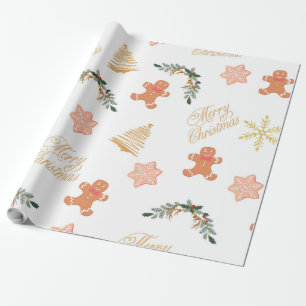 Weihnachtsmuster mit Weihnachtsbaumkeksen Geschenkpapier