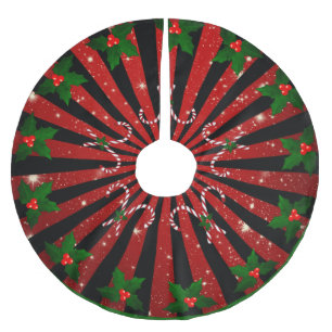 Weihnachtsmuster mit Zuckerstangen Polyester Weihnachtsbaumdecke