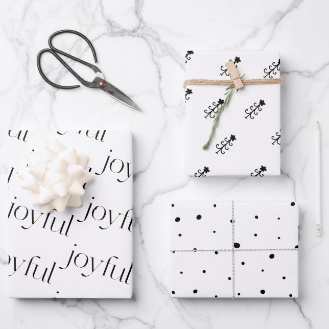 Weihnachtsmuster Moderne einfache Freude Geschenkpapier Set (Vorderseite)