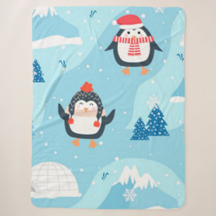 Weihnachtsmuster nahtlos mit Pinguin Sherpadecke