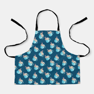 Weihnachtsmuster nahtlos mit Tasse Kakao Schürze