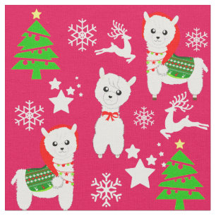 Weihnachtsmuster Niedlich Giro Llama Snowflakes We Stoff