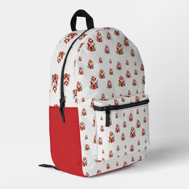 Weihnachtsmuster - Niedlicher Fuchs - nahtloses Mu Bedruckter Rucksack (Rückseitige Ecke links)