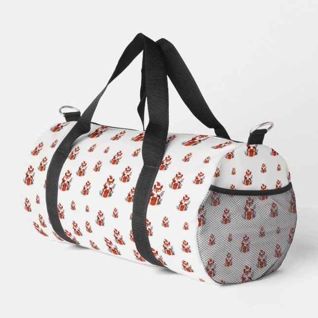 Weihnachtsmuster - Niedlicher Fuchs - nahtloses Mu Duffle Bag (Rechte Ecke)