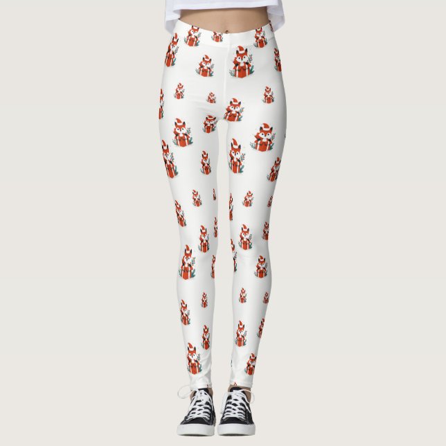 Weihnachtsmuster - Niedlicher Fuchs - nahtloses Mu Leggings (Vorderseite)