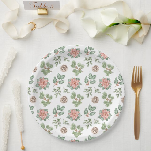 Weihnachtsmuster Pappteller (Hochzeit)