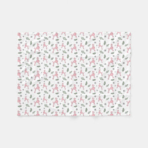Weihnachtsmuster Pink Poodle Silhouette Blanken Fleecedecke