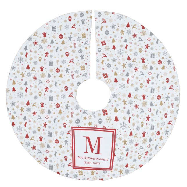 Weihnachtsmuster Polyester Weihnachtsbaumdecke (Vorderseite)