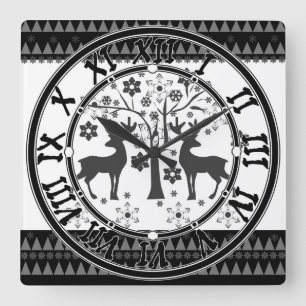 Weihnachtsmuster Quadratische Wanduhr