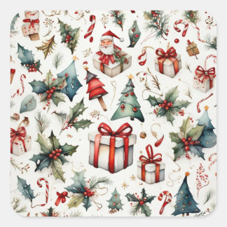 Weihnachtsmuster Quadratischer Aufkleber