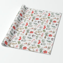 Weihnachtsmuster Rocking Horst Ice Skate Geschenk Geschenkpapier