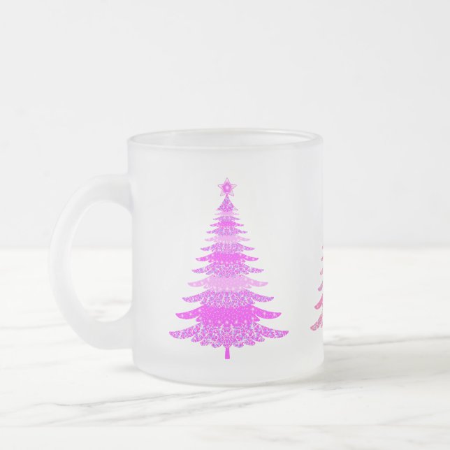 Weihnachtsmuster Rosa Baumdesign Mattglastasse (Links)