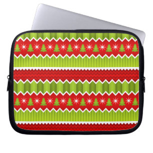 Weihnachtsmuster Rot und Grün Zickzack Streifen Laptopschutzhülle
