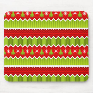 Weihnachtsmuster Rot und Grün Zickzack Streifen Mousepad