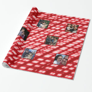 Weihnachtsmuster rot & weiß, Diamant, 8 Fotos Geschenkpapier