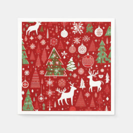 Weihnachtsmuster Snowman Santa Bäume graue Dekorat Serviette