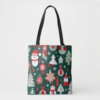 Weihnachtsmuster Snowman Santa Bäume grüne Dekorat Tasche