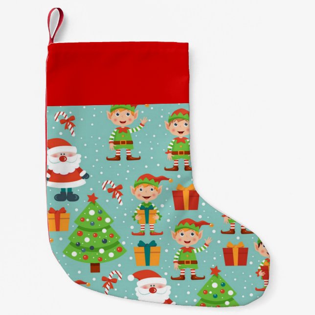 Weihnachtsmuster von Weihnachten und Elfen Kleiner Weihnachtsstrumpf (Vorderseite)