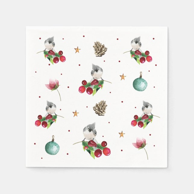 Weihnachtsmuster Winter Bird Serviette (Vorderseite)