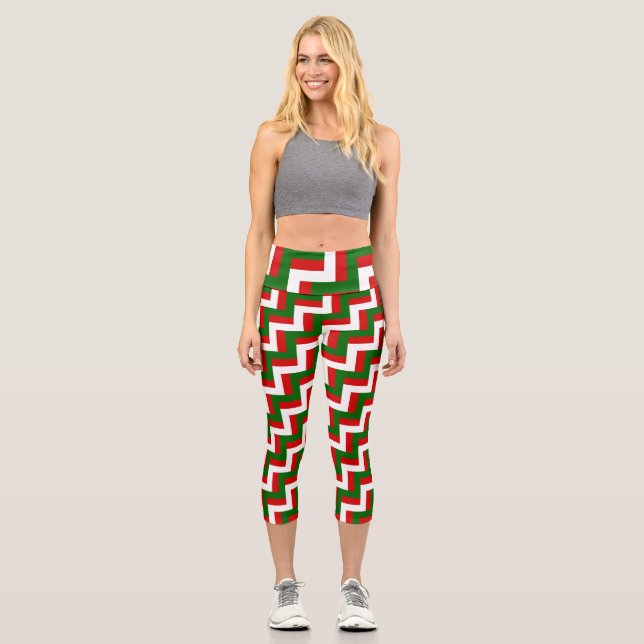 Weihnachtsmuster zigzag Mod Capri Leggings (Vorderseite)