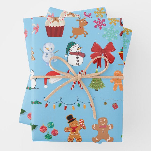 Weihnachtsmusterpapier Geschenkpapier Set (Beispiel)