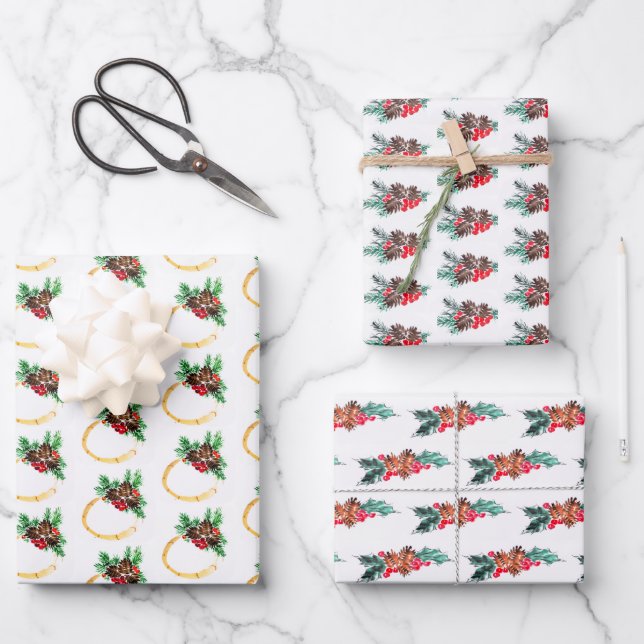 Weihnachtsmustersumie Geschenkpapier Set (Vorderseite)