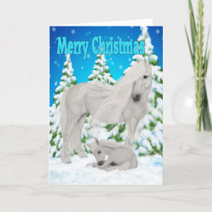 Weihnachtsmutter und Fohlen Weihnachtskarte Feiertagskarte