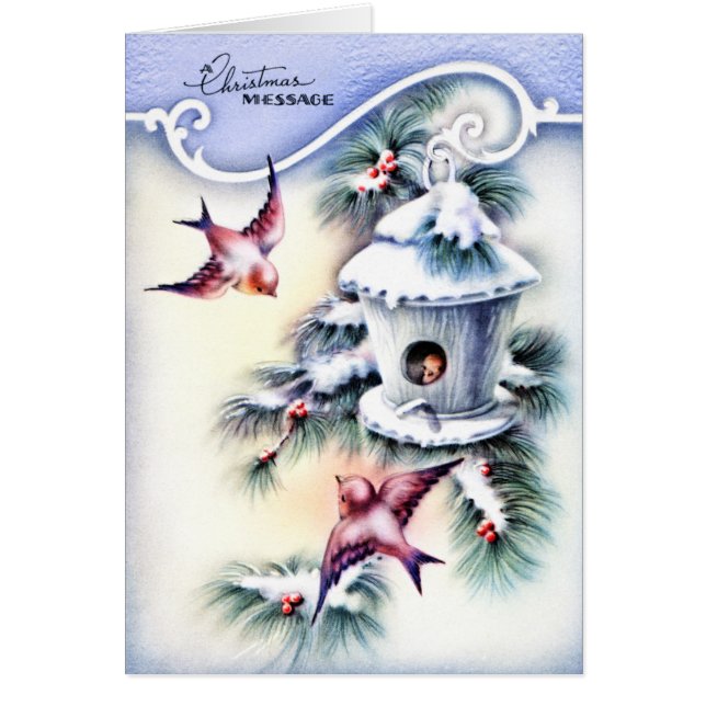 Weihnachtsnachricht Birds Blue Birdhouse (Vorne)