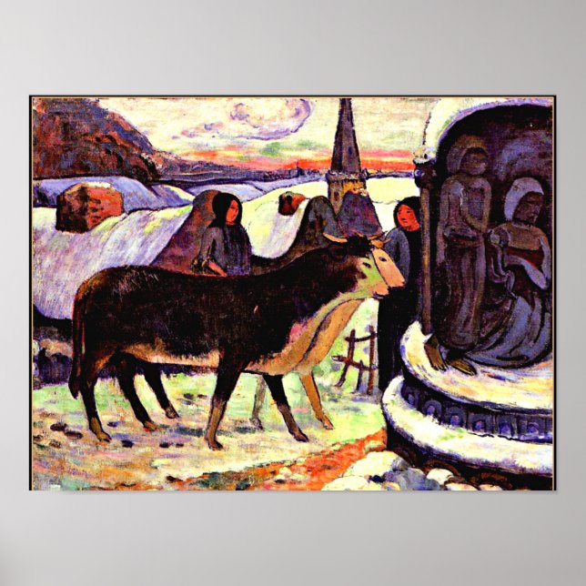 Weihnachtsnacht, Kunstmalerei von Gauguin Poster (Vorne)