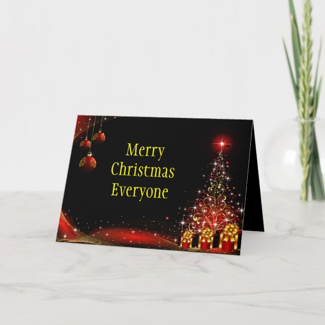 Weihnachtsnacht Wunderland Rotes Set Feiertagskarte (Vorderseite)