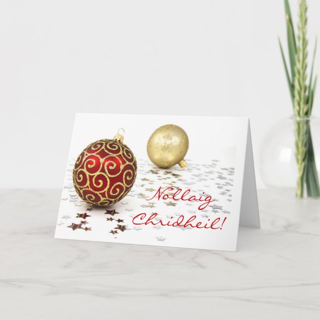 Weihnachtsnachtskarte Nollaig Chridheil Holiday Ca Feiertagskarte (Vorderseite)