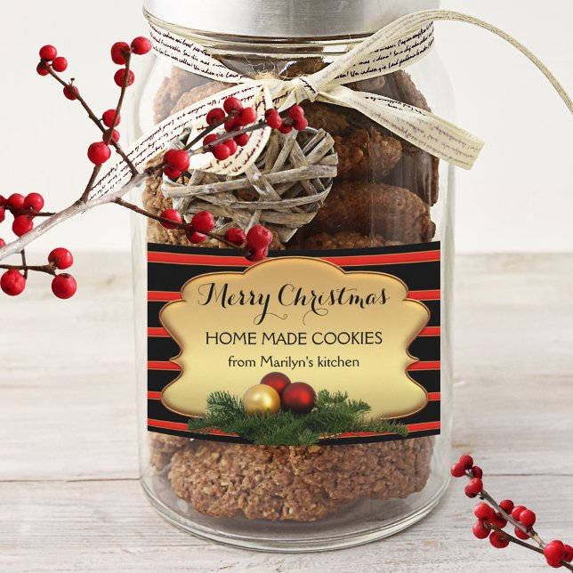 Weihnachtsnachtsmarke mit festem Goldstreifen Lebensmitteletikett (Von Creator hochgeladen)