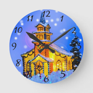 Weihnachtsnachtsmauer Runde Wanduhr